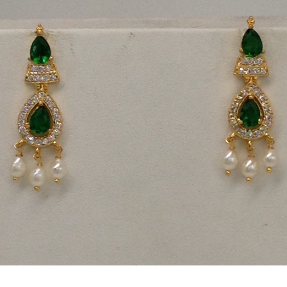 White, green cz pendent set with oval pearls mala jps0088 - Image 3