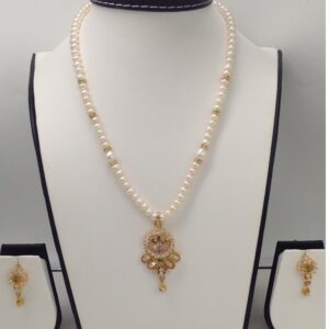 Multicolour cz pendent set with flat pearls mala jps0003