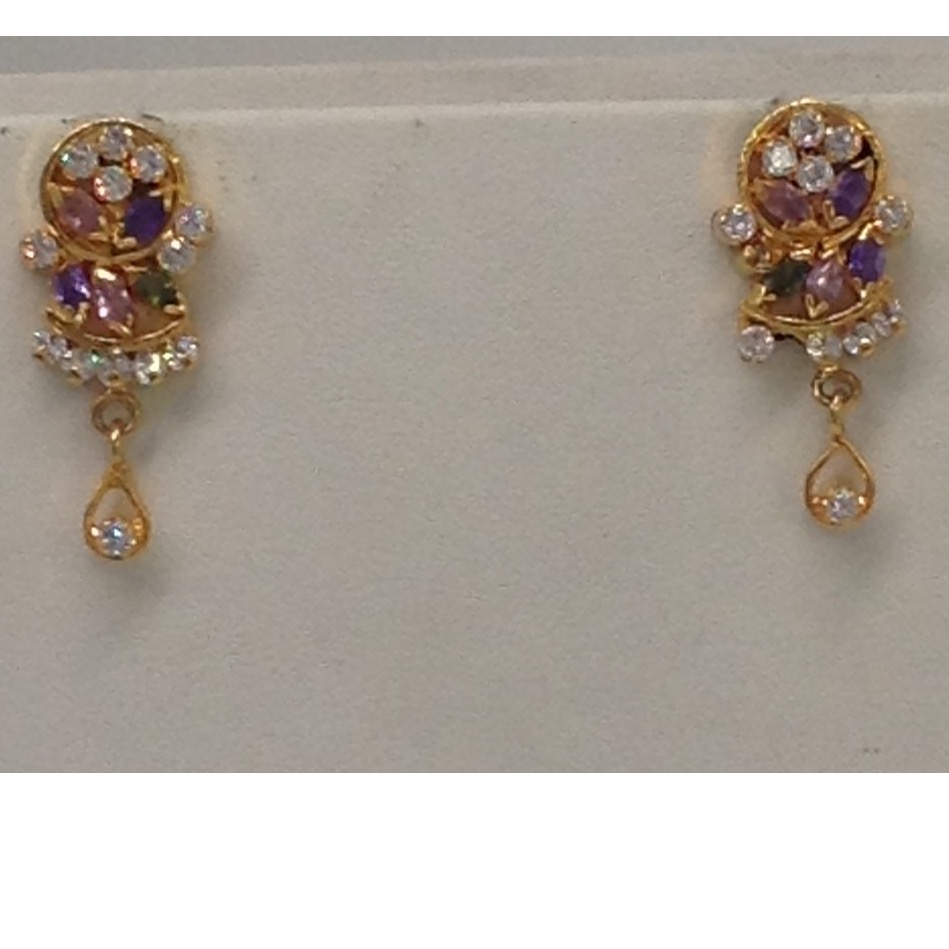 Multicolour cz pendent set with flat pearls mala jps0001 - Image 3