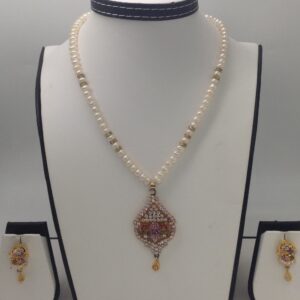 Multicolour cz pendent set with flat pearls mala jps0001