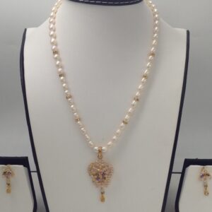 Multicolour cz pendent set with oval pearls mala jps0005