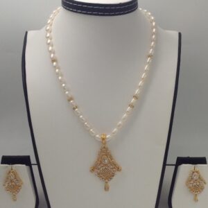 White cz pendent set with oval pearls mala jps0008