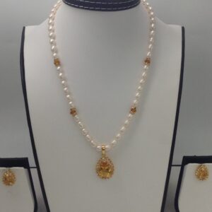White, yellow cz pendent set with oval pearls mala jps0049