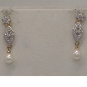 White CZ Stones and Freshwater Tear Drop Pearls Necklace Set JNC0061