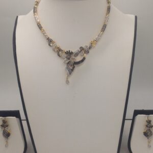 Black and White CZ Stones Necklace Set JNC0059