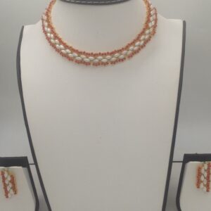 Corals and white marquise pearls necklace set jnc0056