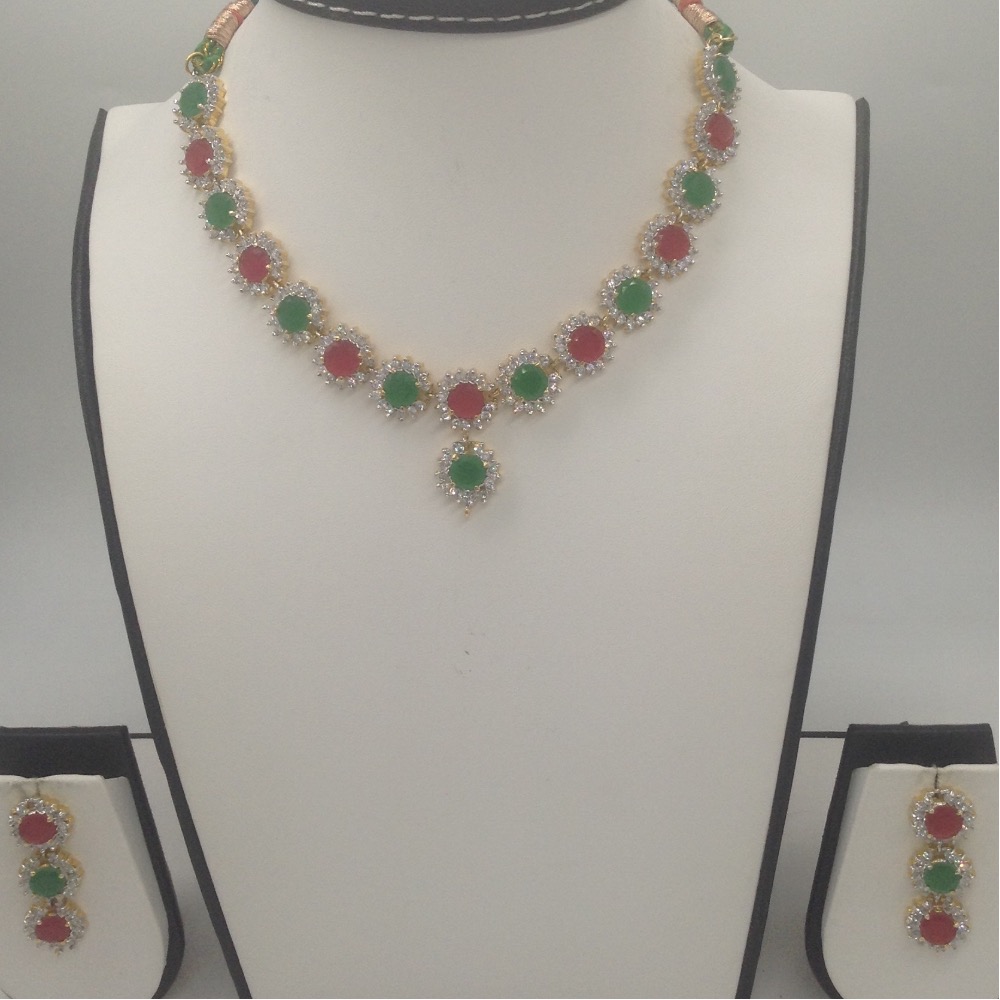 Multicolour cz stones necklace set  jnc0049