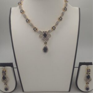Blue sapphires and white cz stones necklace set jnc0058