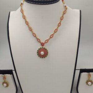 Red and green cz stones necklace set jnc0054