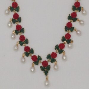 Coral, Jade and Pearls Necklace Set JNC0046