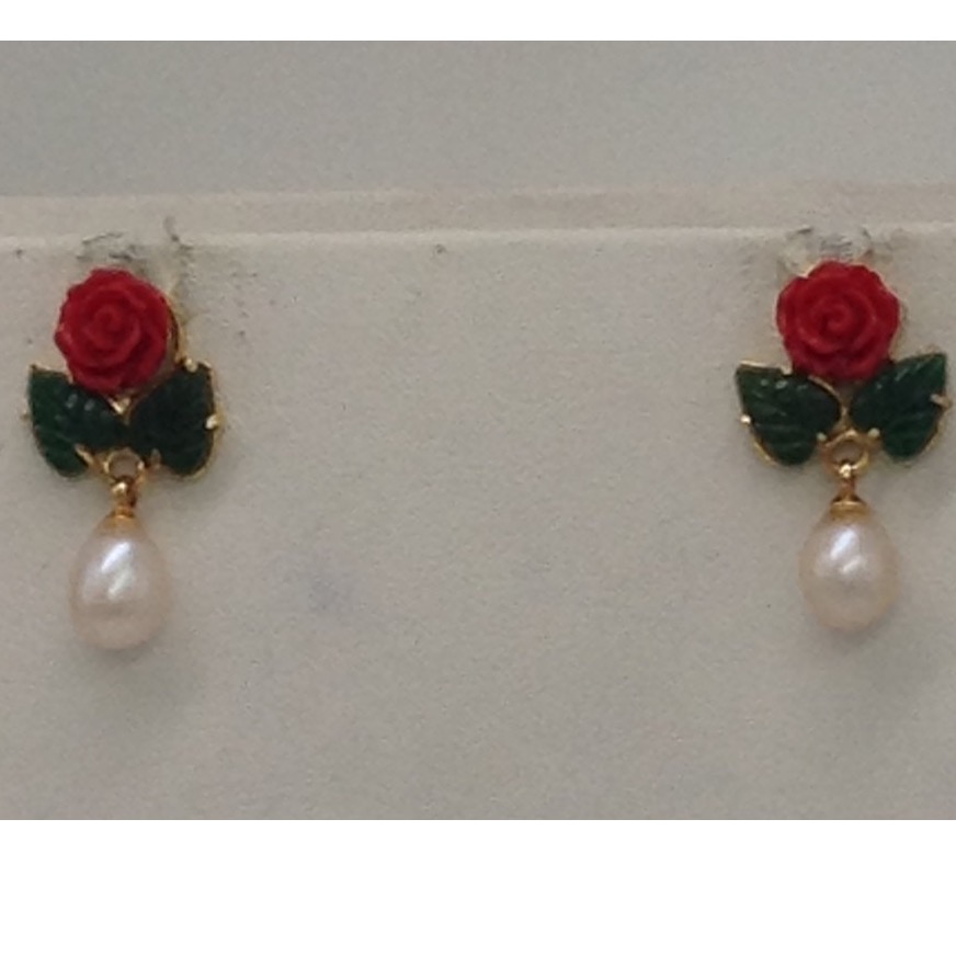 Coral, Jade and Pearls Necklace Set JNC0046