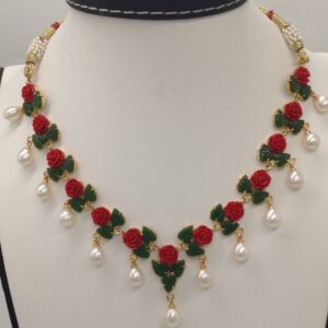 Coral, Jade and Pearls Necklace Set JNC0046
