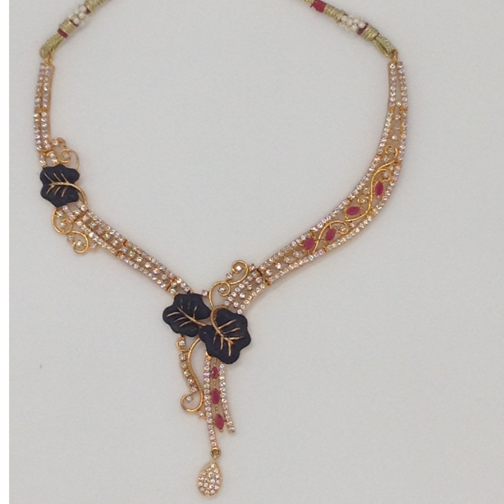 White and Red CZ Stones Necklace Set JNC0047