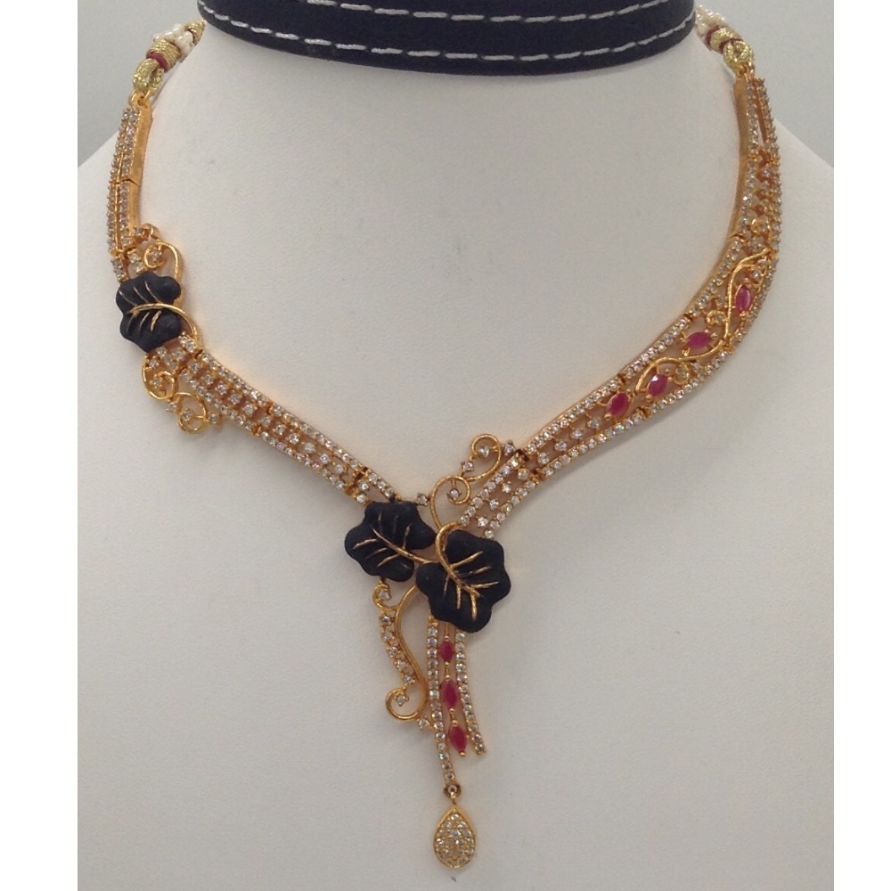 White and Red CZ Stones Necklace Set JNC0047