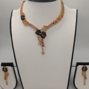 White and Red CZ Stones Necklace Set JNC0047