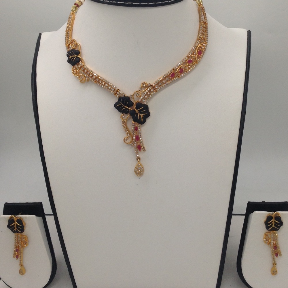White and Red CZ Stones Necklace Set JNC0047