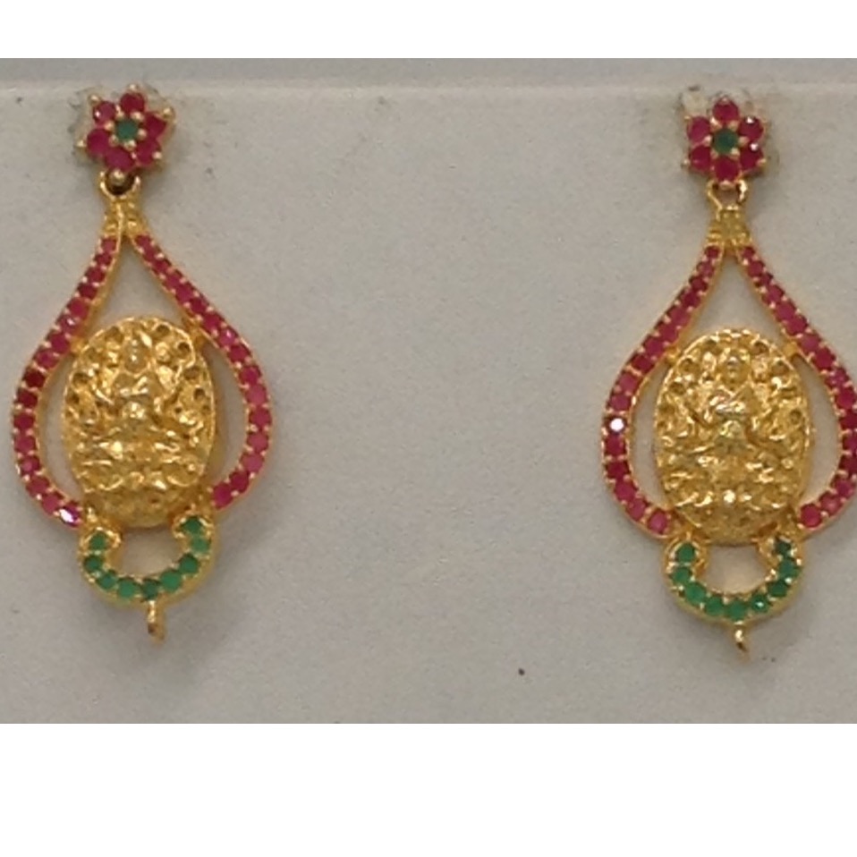 Red and Green Stones Laxmi Necklace Set JNC0040