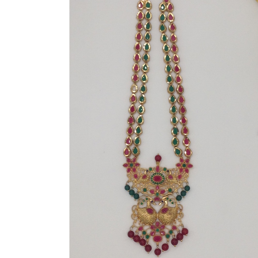 Green and Red CZ Stones Peacock Necklace Haar Set JNC0008