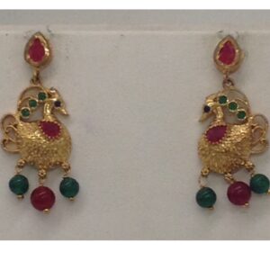 Green and Red CZ Stones Peacock Necklace Haar Set JNC0008