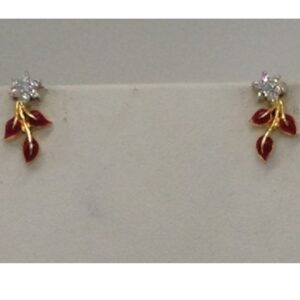 White CZ Stones Necklace Set With Red Enamel JNC0043