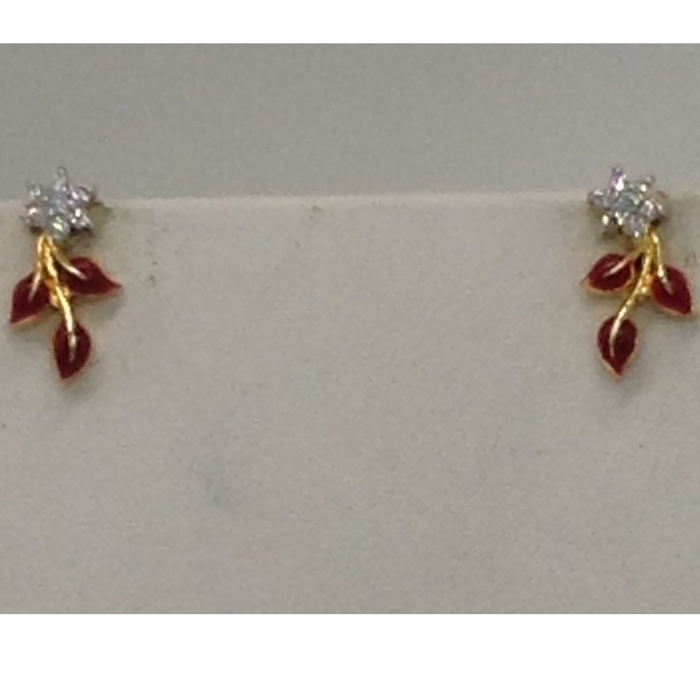White CZ Stones Necklace Set With Red Enamel JNC0043