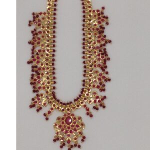 Red CZ Stones Guttapusal Necklace Haar Set JNC0030