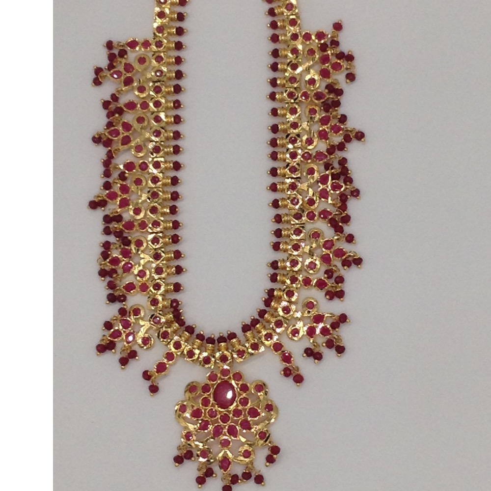 Red CZ Stones Guttapusal Necklace Haar Set JNC0030