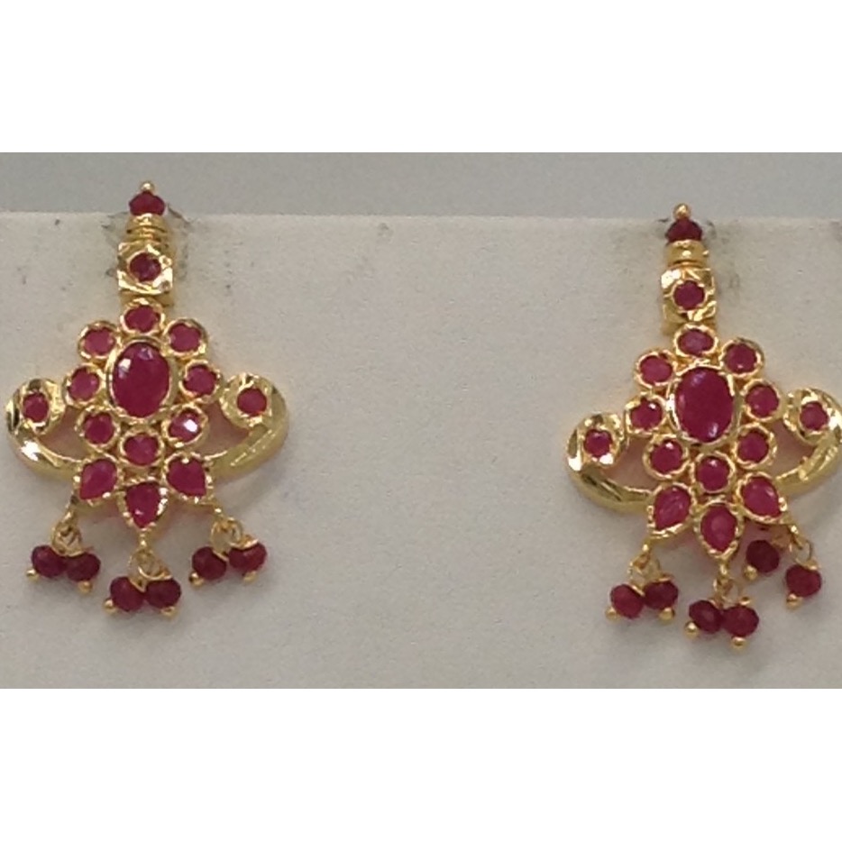 Red CZ Stones Guttapusal Necklace Haar Set JNC0030