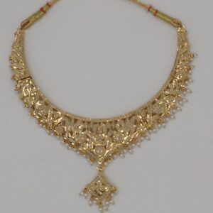 Freshwater White Button Pearls Amritsar Necklace Set JNC0025