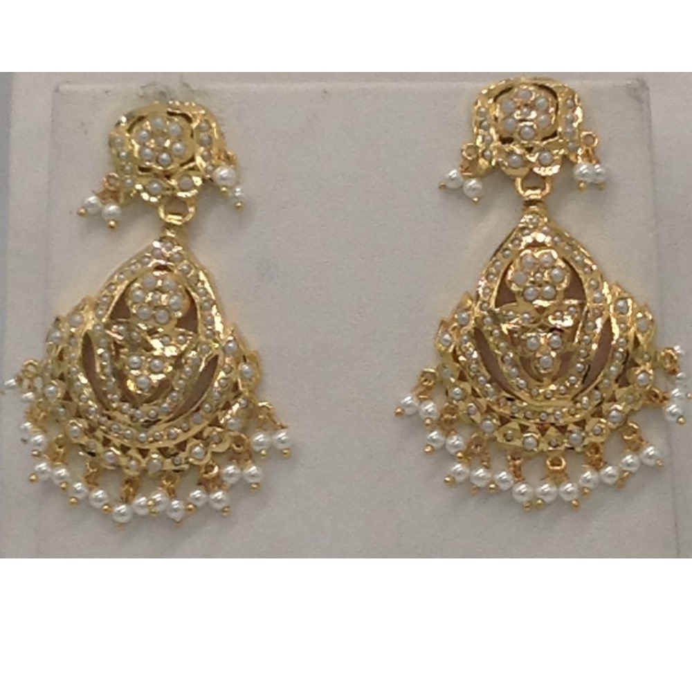Freshwater White Button Pearls Amritsar Necklace Set JNC0025