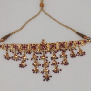 Red Ruby Laccha Necklace Jhalar Set JNC0035