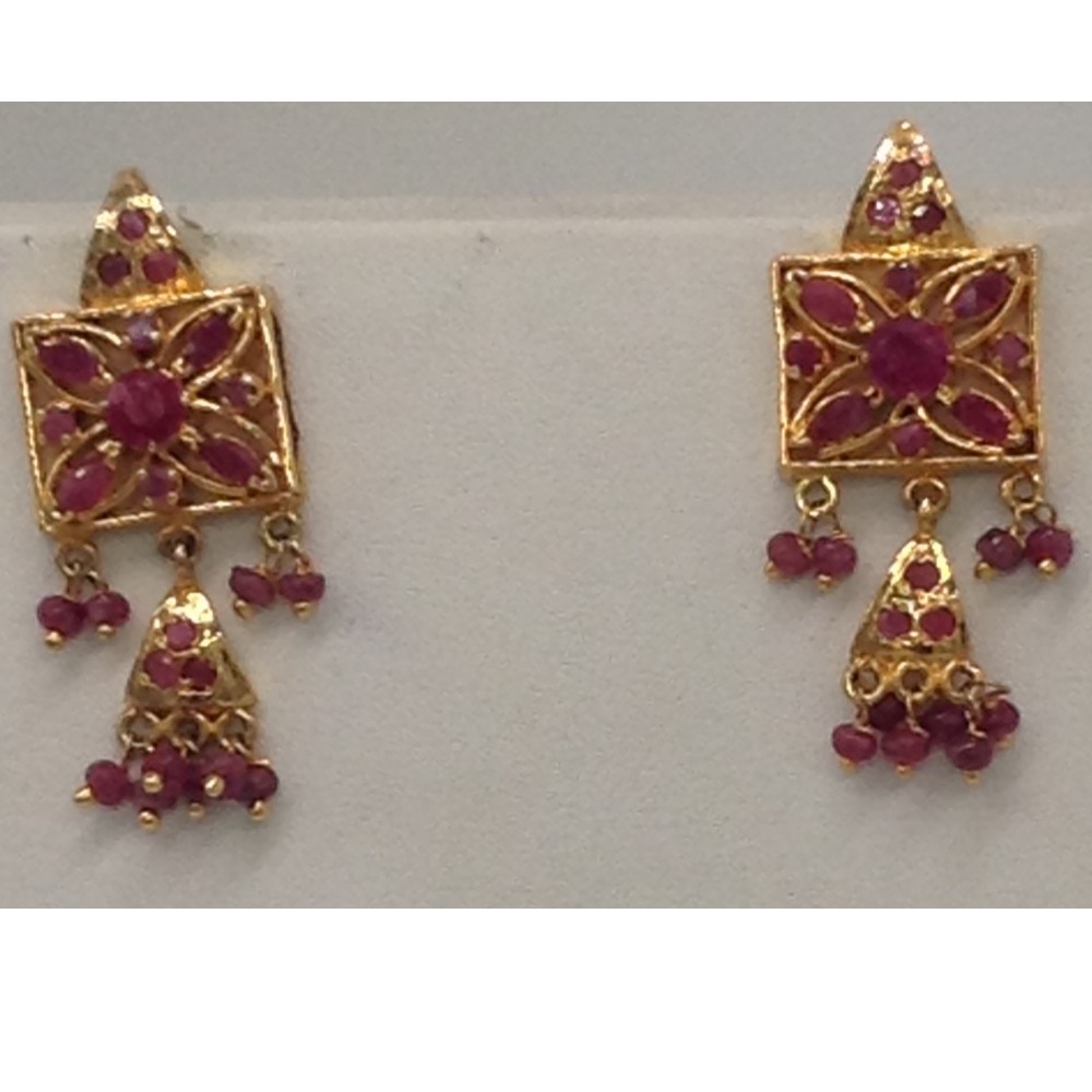 Red Ruby Laccha Necklace Jhalar Set JNC0035