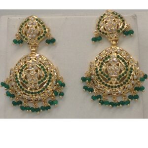 White Pearls And Emeralds Amritsar Necklace Set JNC0022