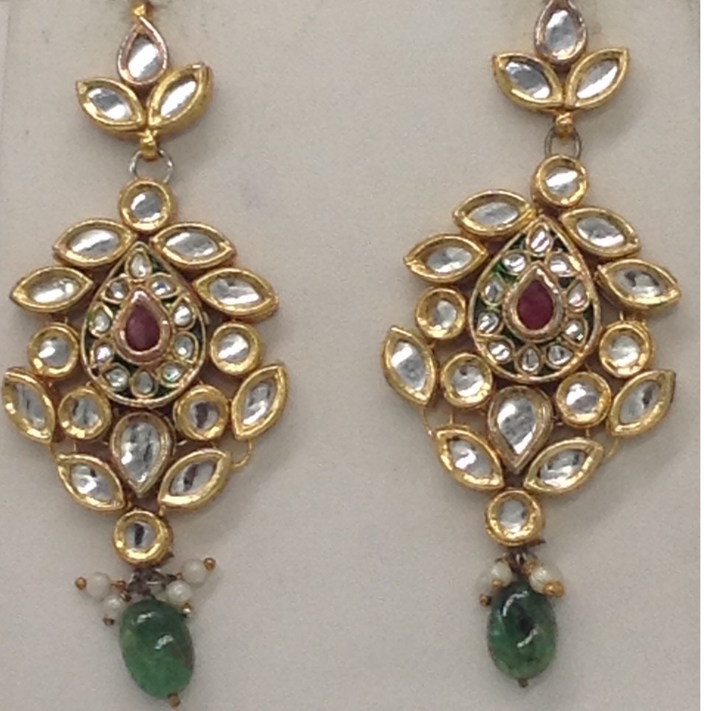White Polki Stones Pacchi Kundan Necklace Set JNC0012
