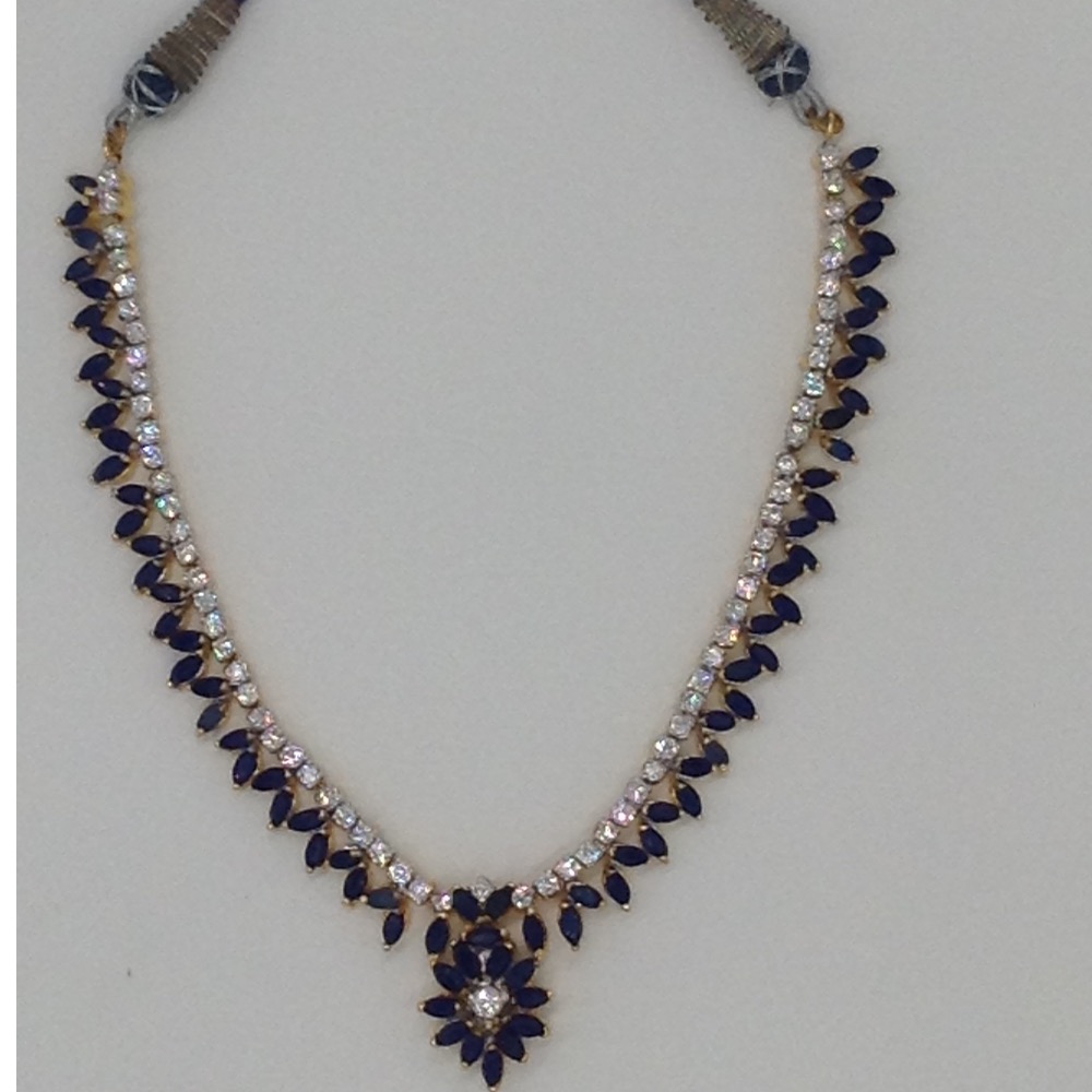 White And Blue CZ Stones Necklace Set JNC0003