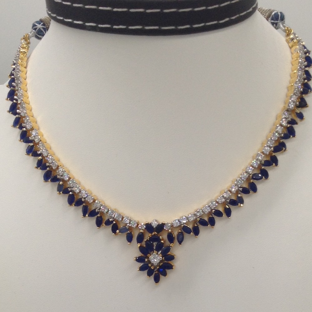 White And Blue CZ Stones Necklace Set JNC0003