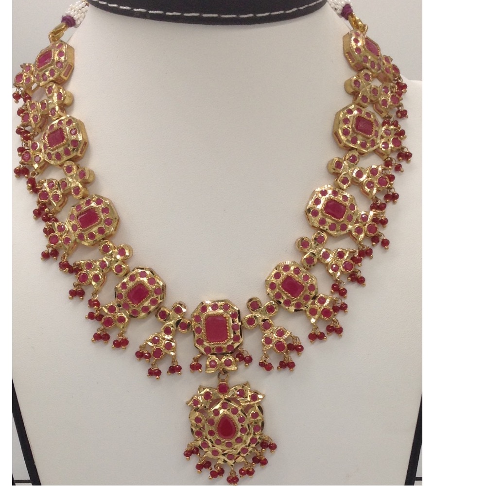 Red CZ Stones Traditional Necklace Haar Set JNC0031
