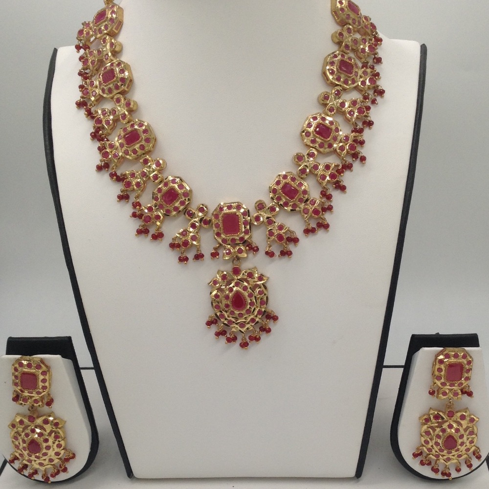 Red CZ Stones Traditional Necklace Haar Set JNC0031