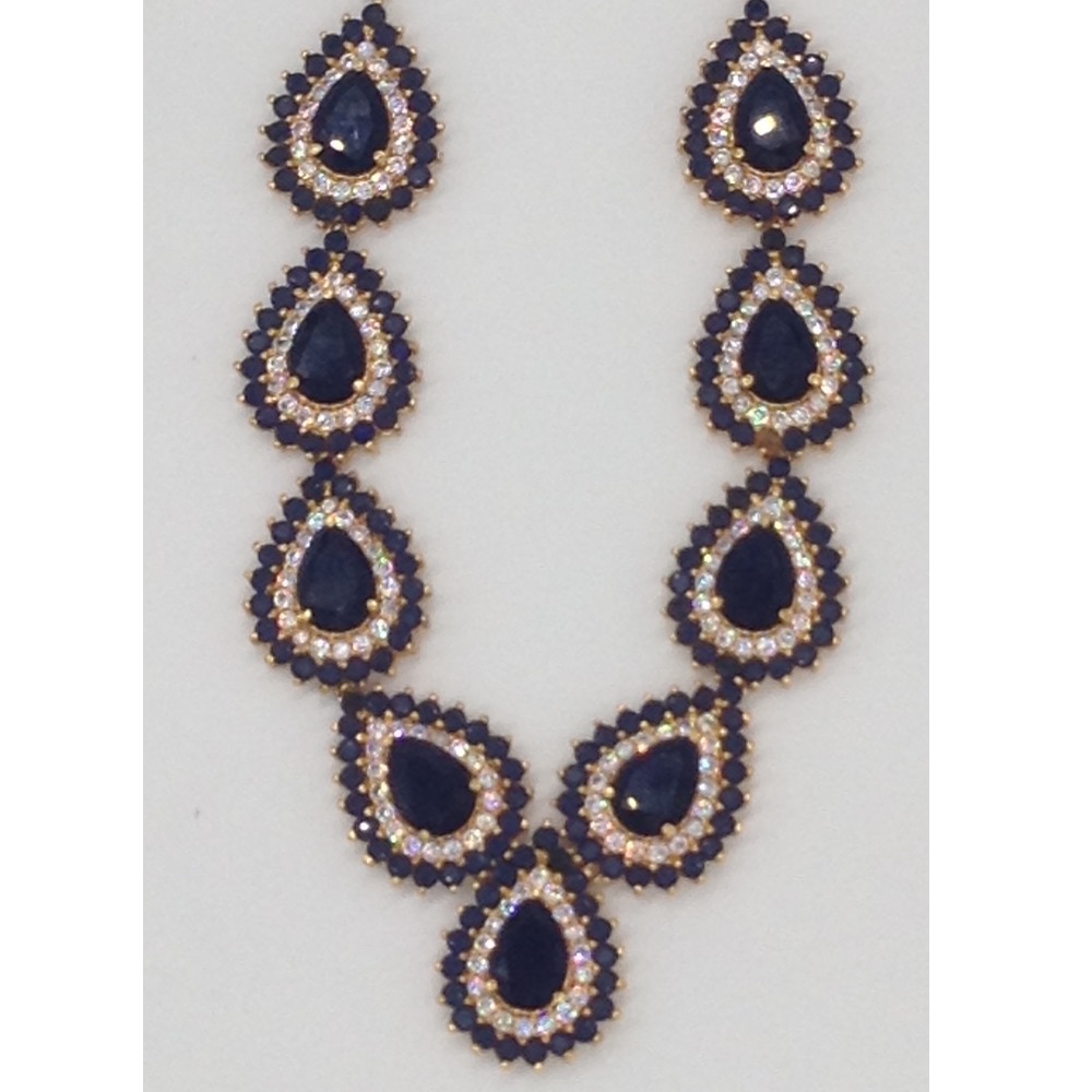 White And Blue CZ Stones Necklace Set JNC0004