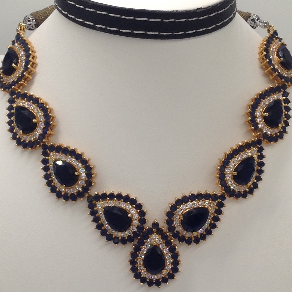 White And Blue CZ Stones Necklace Set JNC0004