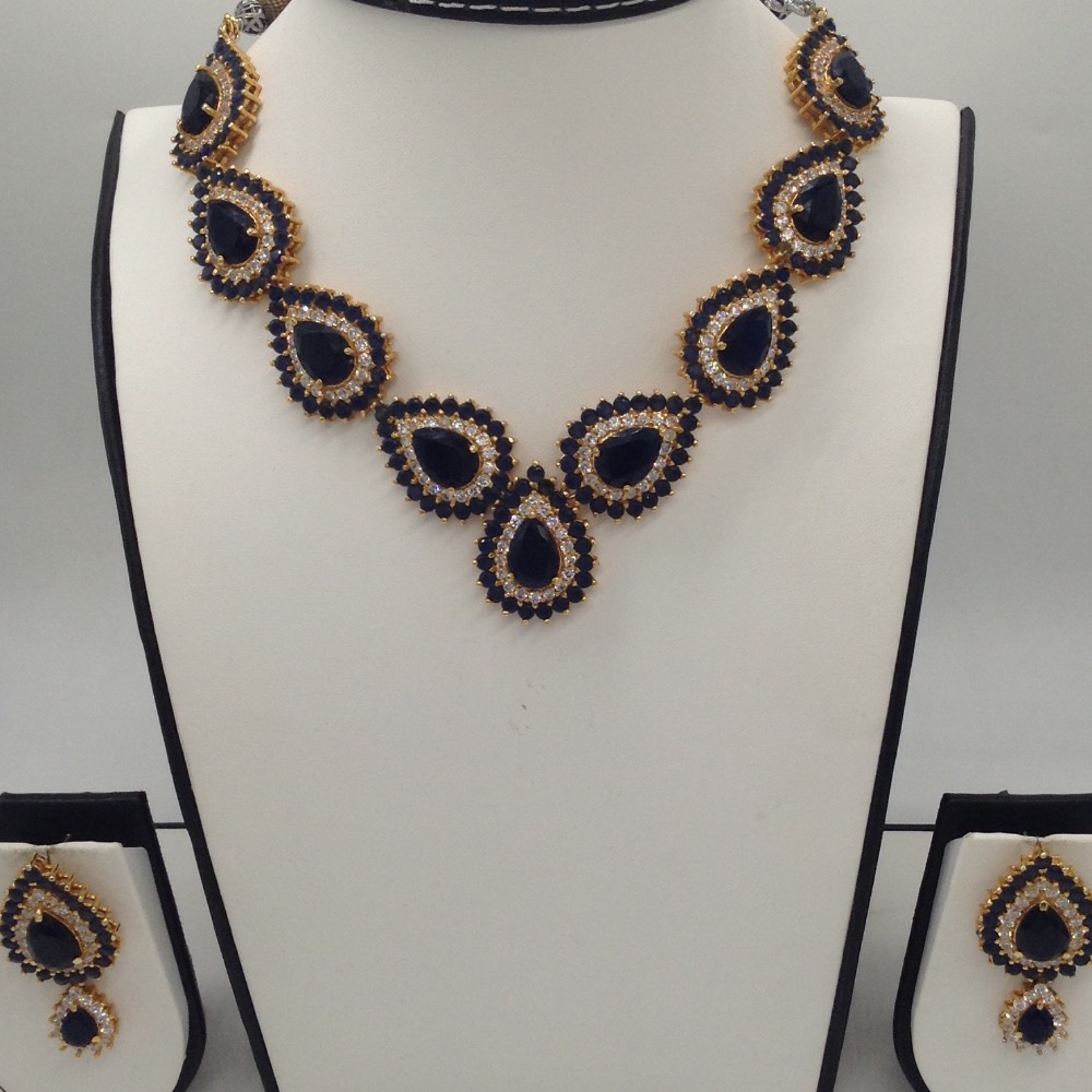 White And Blue CZ Stones Necklace Set JNC0004