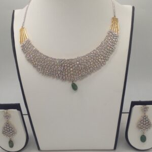 White cz stones necklace set jnc0039