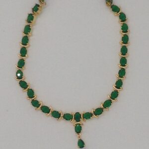 Oval Green CZ Stones Necklace Set JNC0044