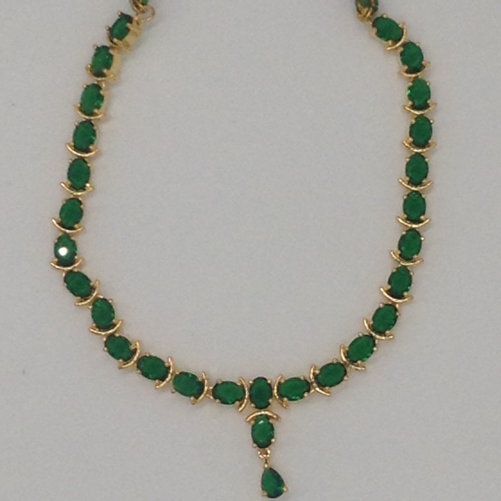 Oval Green CZ Stones Necklace Set JNC0044