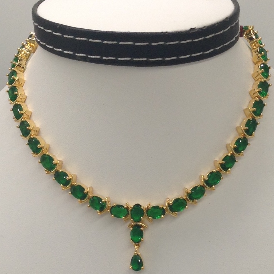 Oval Green CZ Stones Necklace Set JNC0044
