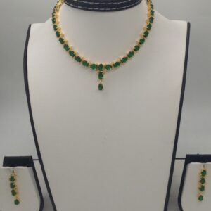 Oval Green CZ Stones Necklace Set JNC0044