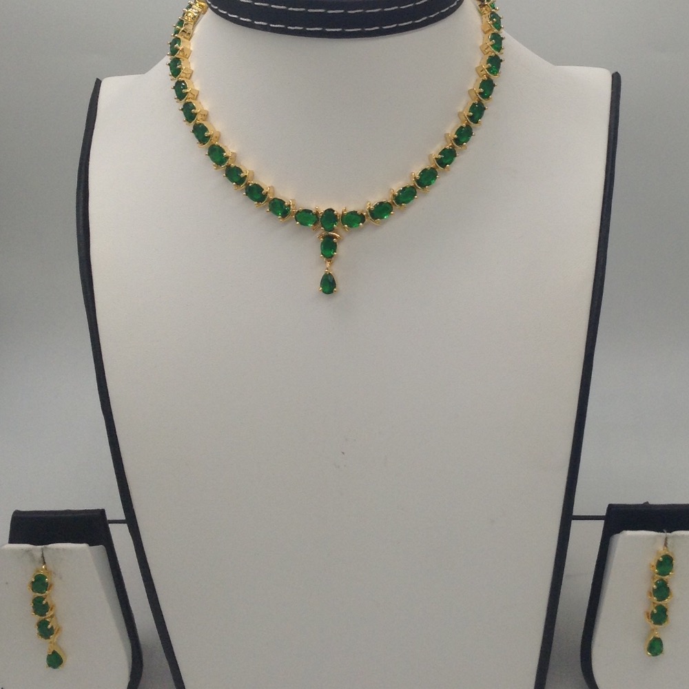 Oval Green CZ Stones Necklace Set JNC0044