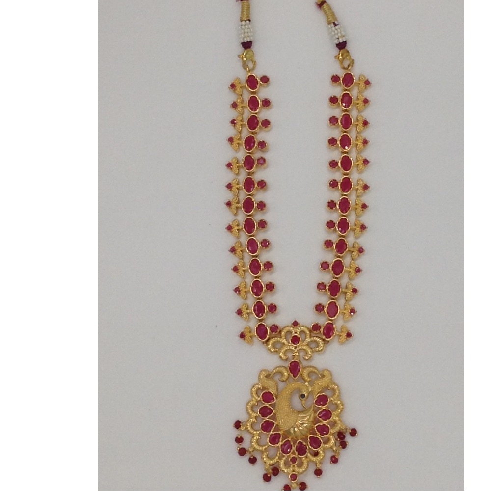 Red CZ Stones Peacock Necklace Haar Set JNC0006