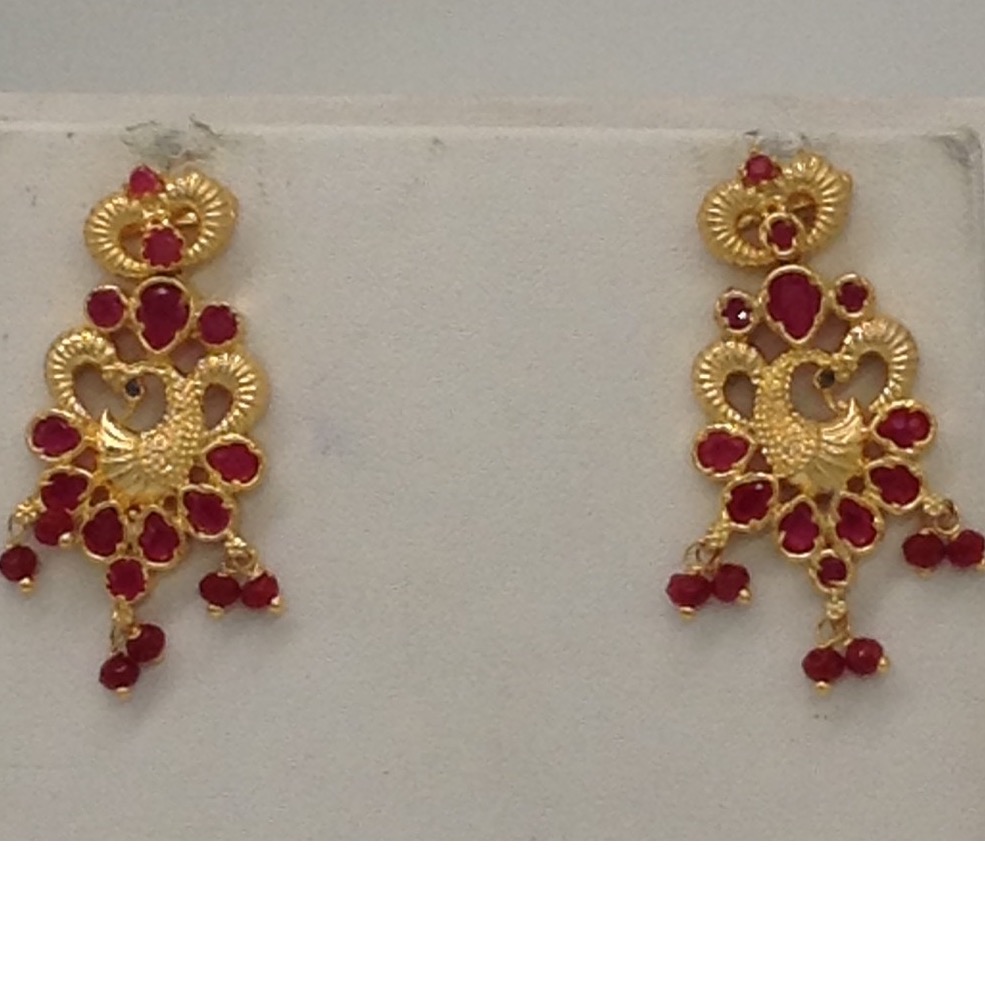 Red CZ Stones Peacock Necklace Haar Set JNC0006