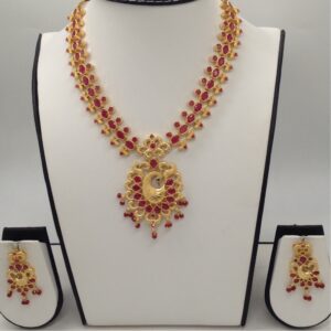 Red CZ Stones Peacock Necklace Haar Set JNC0006